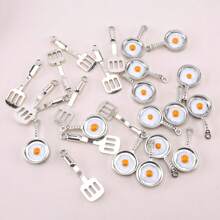 10pcs Alloy Imitation Pan Egg Spatula, Fun Kitchen Pendant For DIY Keychain Earring Making - Silver - View 1