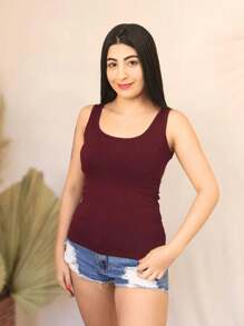 Women Tank Tops & Camis - Burgundy - View 1