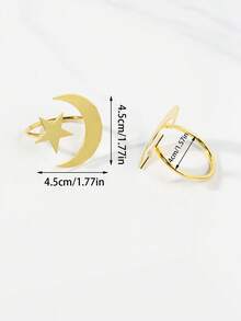 4-12 buc/set inele de șervețel cu stea și lună de Ramadan pentru decor de masă de sărbătoare - Aur - Vizualizare 3