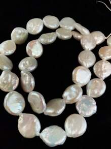 1條38cm 11-12mm白色形淡水養殖珍珠散珠，適用於項鍊或手鍊製作、婚禮珠寶、新娘珠寶 - 白色 - 查看 3