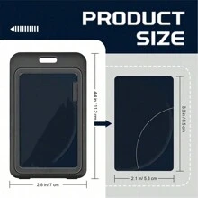 1 Pieza Porta Credencial De Identificación Con Ventanas De Doble Cara, Portatarjetas De Identificación Vertical De Plástico Duro Negro Y Protector De La Tarjeta De Identificación Para La Oficina, Conferencias, Tarjeta De Crédito De Identificación, Tarjeta De Proximidad - Negro - Ver 4