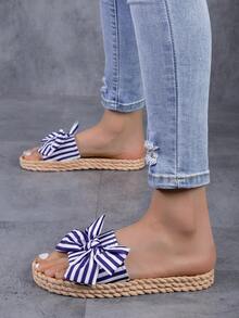 Bowknot Mùa hè Phong cách mới Dép đi biển Đối với phụ nữ , Chống trượt , Chống nước , Ngoài trời , Đúng mốt Và Linh hoạt - Màu xanh lam - Xem 3