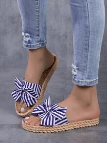 Bowknot Mùa hè Phong cách mới Dép đi biển Đối với phụ nữ , Chống trượt , Chống nước , Ngoài trời , Đúng mốt Và Linh hoạt - Màu xanh lam - Xem 5