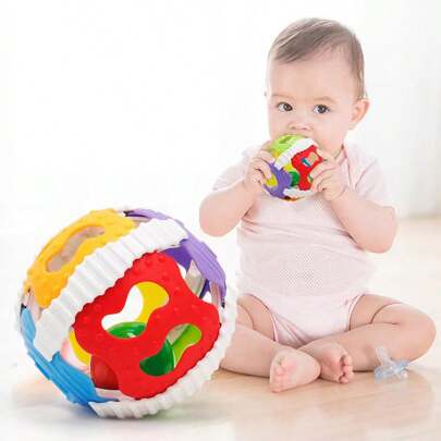 Chocalho de Bebê Bola, Brinquedo Sensorial Montessori para Dentição, Bola Gelatinosa Colorida e Macia com Pegada Manual, Brinquedo de Banho para Percepção Organizacional e Educação Infantil (Cor Aleatória)