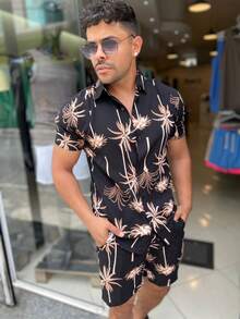 Men T-Shirt Co-Ords - 黑色 - 查看 1