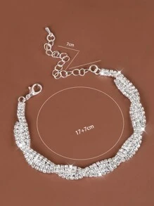 1pc Fashion Wide Rhinestones Bracelet For Women, Suitable For Daily Parties Or Wedding Jewelry - Silver - View 10