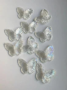 10pcs/Set Iridescent Transparent Ab Color Butterfly & Crystal Butterfly Abs Jewelry Making Beads For Phone Case, Purse & Diy Accessories - Multicolor - View 2
