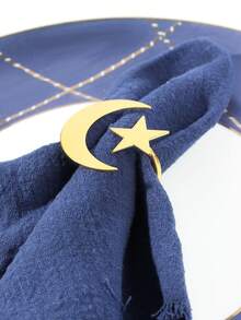 4-12 buc/set inele de șervețel cu stea și lună de Ramadan pentru decor de masă de sărbătoare - Aur - Vizualizare 5