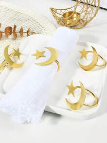 4-12 buc/set inele de șervețel cu stea și lună de Ramadan pentru decor de masă de sărbătoare - Aur - Vizualizare 4