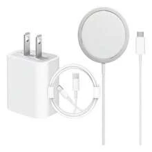 kit magsafe cargador inalambrico + cubo 20w + cable tipo c para iphone carga rapida - Blanco - Ver 4