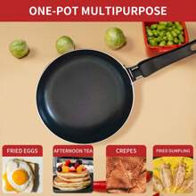 7.1 Inch Mini Red Aluminum Non-Stick Frying Pan With Flat Bottom, Single/Serve Cooking, Suitable For Gas Stove - Red - View 6