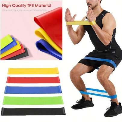 1 件瑜伽健身乳胶弹性阻力带，5 个阻力等级的运动张力拉伸带，适用于家庭健身力量训练，瑜伽健身房锻炼器材健身房配件