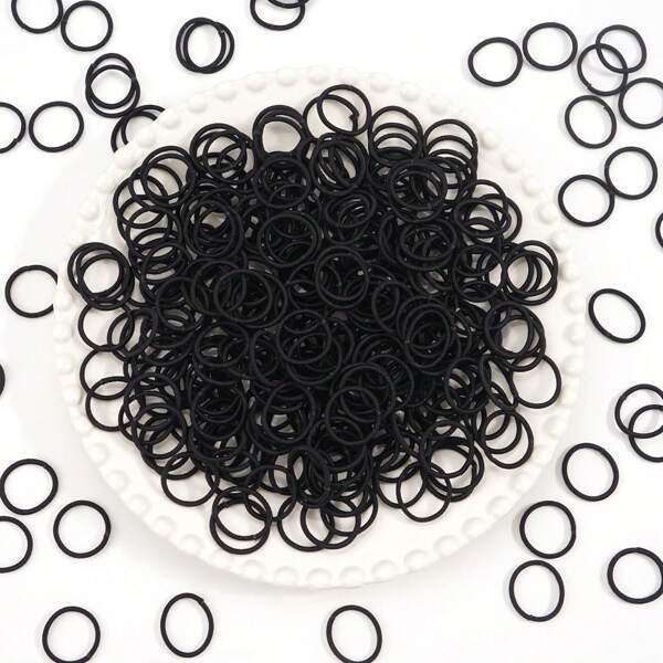 200PCS Black Elastic Hair Ties, 2cm In Diameter No Crease Finger Rubber Hair Elastics, Small Thin Hair Ponytail Holders Hair Accessories For Girls Toddlers Kids