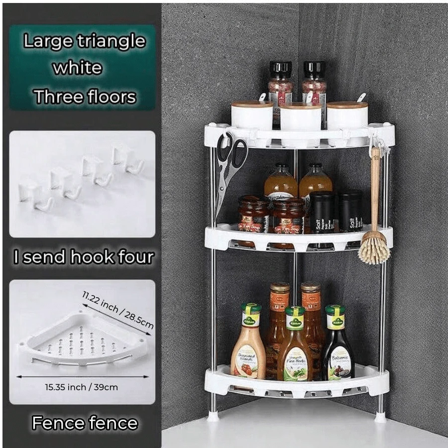 Kitchen Storage Rack With Three-Tier Design, Suitable For Corner Or ...