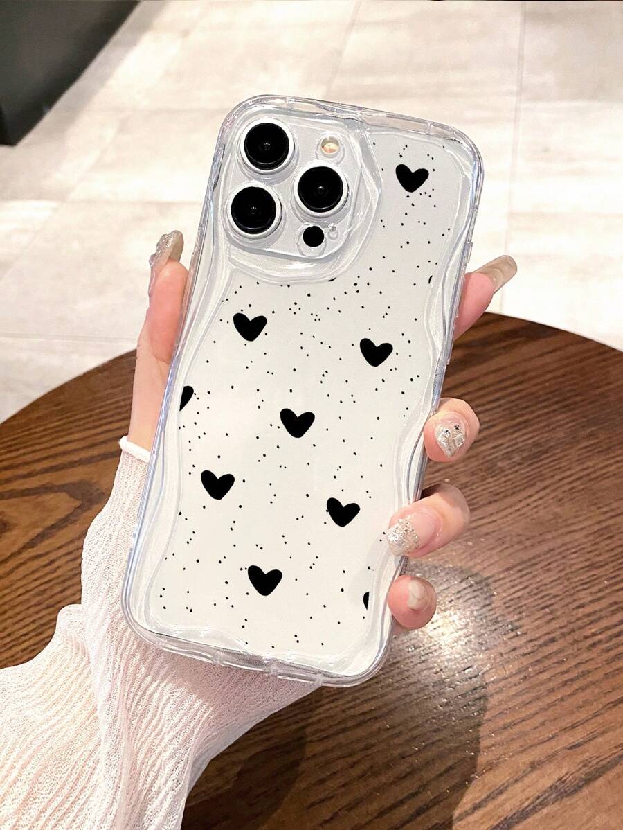 1 Vỏ điện thoại lượn sóng toàn màn hình hình trái tim màu đen trong suốt Tương thích với dòng iPhone 6/6s-15 - Nhiều màu - Xem 1