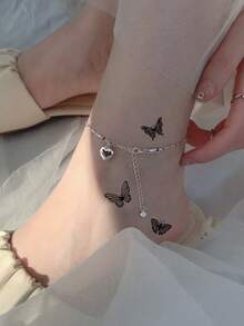 (2入組/套)男女適用黑白蝴蝶圖案防水持久性3d暫時性紋身貼紙,適用於裝飾腳踝、手指、手臂、頸部、耳朵等部位。 - 彩色 - 查看 4