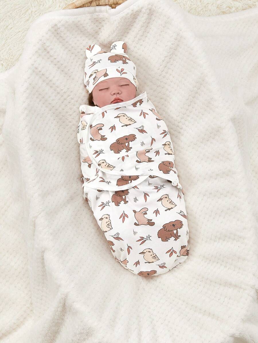 1 件婴儿印花柔软舒适襁褓毯，适合居家或旅行，四季皆宜，爱情人节 - 彩色 - 查看 1