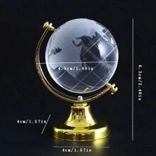 1入組水晶地球儀與金屬架，桌上裝飾送禮佳品