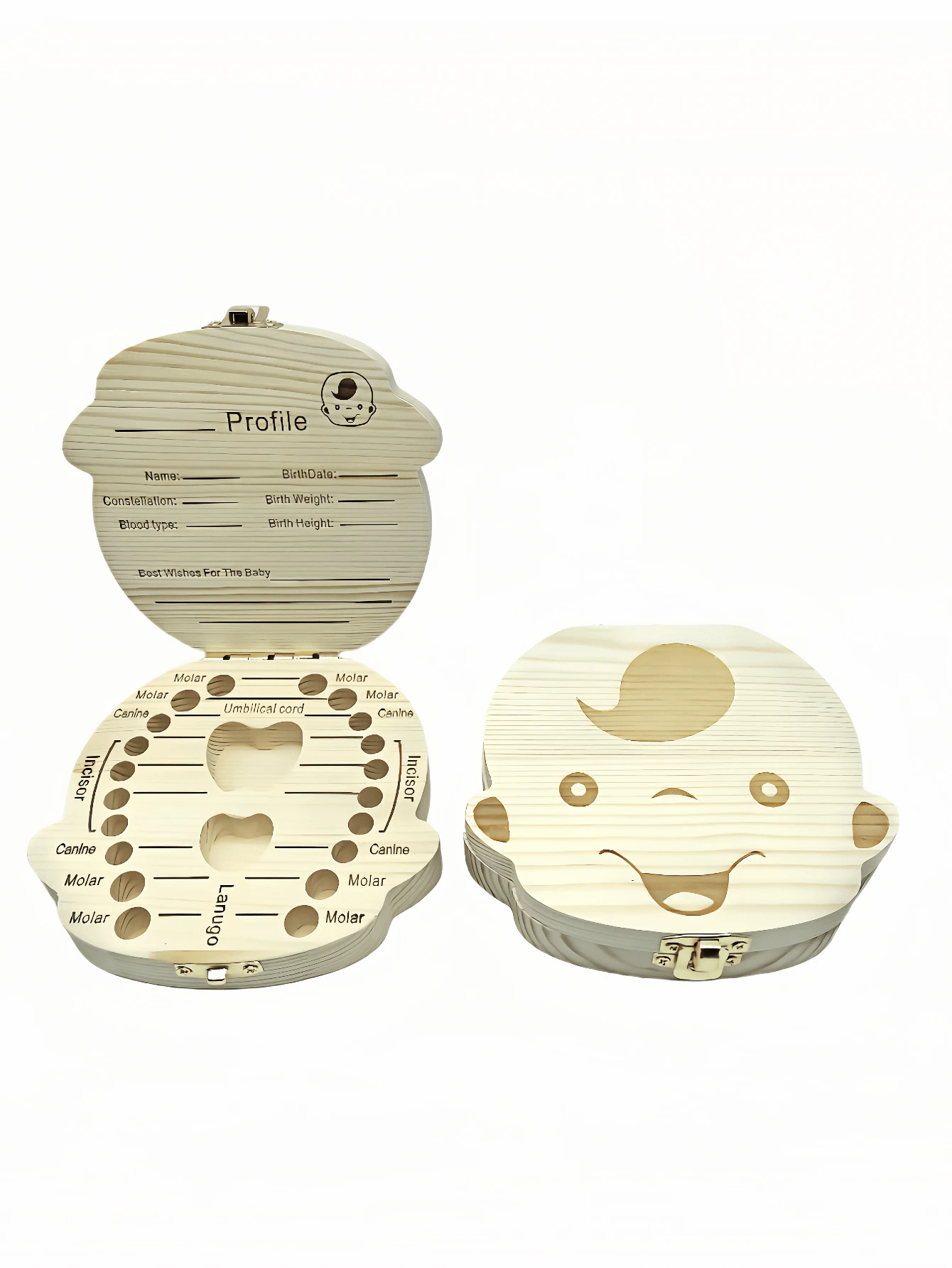 1pc Wooden Kids Tooth Storage Box, Baby Tooth Collection Box, Infant Tooth Fairy Keepsake Box (One Random Style) Baby Shower Easter Gifts Things For Girls/Boys - Multicolor - View 1