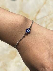 1入藍色邪惡之眼珠細節精緻的女士手鍊