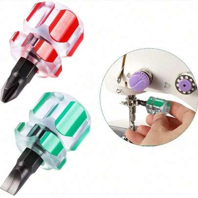 Bộ tuốc nơ vít máy may 2 chiếc. Tua vít ngắn mini. Tuốc nơ vít tấm kim đầu củ cải di động. Sửa chữa dụng cụ may