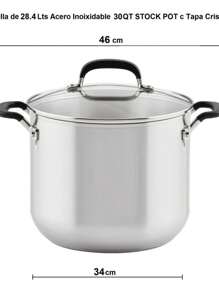 Juego Ollas Cacerolas Acero Inoxidable C/Tapa de Cristal 30, 32 Y 34 Cm - Plateado - Ver 4