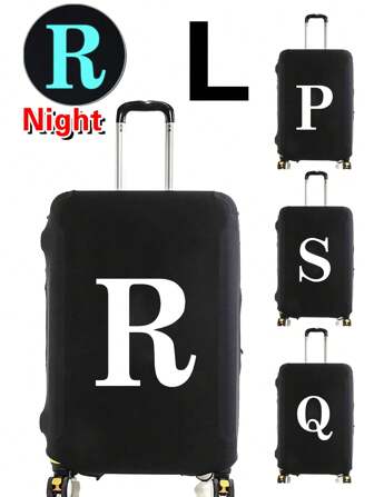 Gepäckkoffer-Schutzhülle Elastische Kofferschutzabdeckung Kratzfest Nachtleuchtende weiße Anfangsbuchstaben A bis Z für 26''-28'' Koffer Zubehör Reisekoffer Staubschutzabdeckung Schulanfang Sachen Studentenwohnheim Grundlagen für Studenten für Männer Frauen Reisezubehör Reiseessentials für Urlaub Outdoor Weiße Buchstaben leuchten im Dunkeln Tasche für Schule Schul-Accessoires
