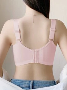 Push Up Bra For Small And Flat Chest Women, Adjustable Thick Soft Cup Bra Wireless Prevent Sagging, Lingerie - Pink - View 2