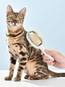 1入隨機顏色多功能寵物蒸氣刷，自潔式蒸氣按摩寵物刷，矽蒸氣寵物刷可清除糾結和鬆散的毛髮，一鍵噴霧和抑制飛散洗澡刷 - 彩色 - 查看 3