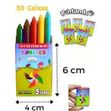 Kit 30 Cxs Mini Giz de cera 5 cores - Multicolorido - Visão 1