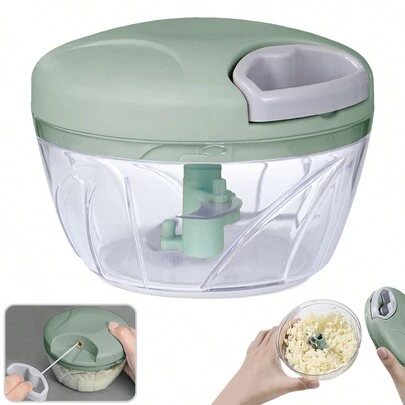 1 Miếng 500ML Màu xanh lá Thủ công Công cụ ếp tỏi Mini Với Kéo Cord Xử lý , Thích hợp Đối với Tỏi , Hành , gừng Và Ớt ,