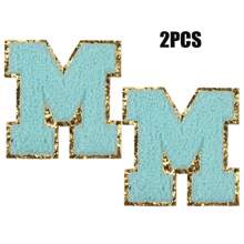 2pcs Ladies Golden Edge 4 Colors English Letters Hot Melt Glue Ironing Wool Embroidery Patches Decorate Bags And Clothes