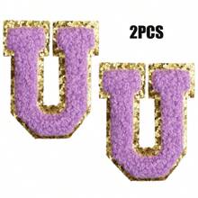 2pcs Ladies Golden Edge 4 Colors English Letters Hot Melt Glue Ironing Wool Embroidery Patches Decorate Bags And Clothes