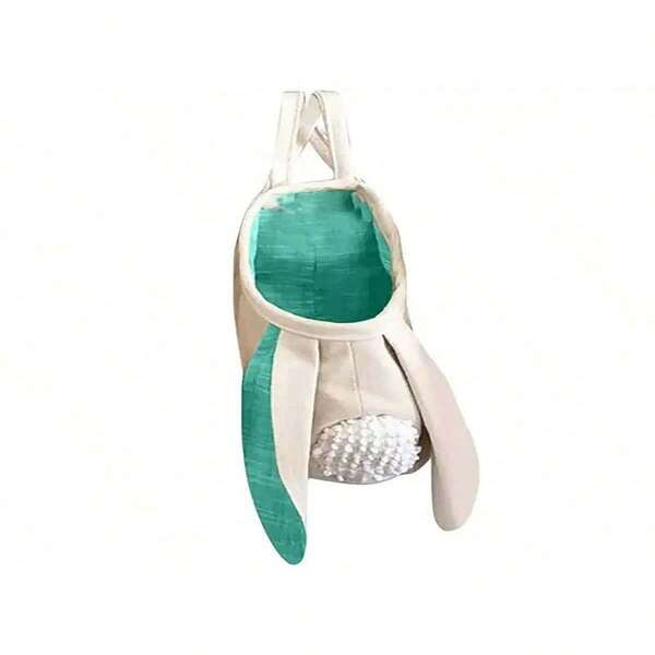 1pc Easter Gift Storage Organizer Large Capacity With Two Handle Hanging Easter Cute Bunny Ears Storage Basket Home Supply