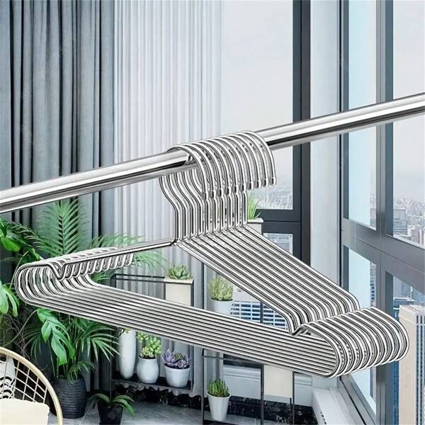 10 pièces Cintres en acier inoxydable, Porte-vêtements sans trace et antidérapant, Organisateur de séchage de vêtements pour adultes épaissi pour la chambre, la salle de bain, la maison