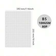 1 tờ 80 tờ/160 trang Giấy rời (Lưới/Có lót), 6 lỗ, có 3 kích cỡ: A6 (105*170mm/4.13*6.69in), A5 (142*210mm/5.59*8.27in), B5 (182*255mm/7.16*10in), được làm bằng giấy Daolin màu be dày 100g. - Trang bên trong dạng lưới (vuông)/80 tờ, 160 trang (100GSM) - Xem 5