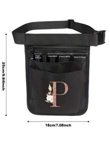 1pc Nursing Tool Waist Bag Nurse Medical Bag Rose Gold Initials A To Z Letter Pattern Multifunctional Adjustable Multi-Insert Bag, Pet Medical Care Bao Universal Multi Pocket Nurse Fanny Pack Multi Pocket Waist Organizer Belt With Adjustable Waist Strap Work Pocket Medical Supplies Storage Waist Pouch Organizer Pouch