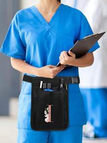1pc Nursing Tool Waist Bag Nurse Medical Bag Rose Gold Initials A To Z Letter Pattern Multifunctional Adjustable Multi-Insert Bag, Pet Medical Care Bao Universal Multi Pocket Nurse Fanny Pack Multi Pocket Waist Organizer Belt With Adjustable Waist Strap Work Pocket Medical Supplies Storage Waist Pouch Organizer Pouch