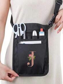 1pc Nursing Tool Waist Bag Nurse Medical Bag Rose Gold Initials A To Z Letter Pattern Multifunctional Adjustable Multi-Insert Bag, Pet Medical Care Bao Universal Multi Pocket Nurse Fanny Pack Multi Pocket Waist Organizer Belt With Adjustable Waist Strap Work Pocket Medical Supplies Storage Waist Pouch Organizer Pouch