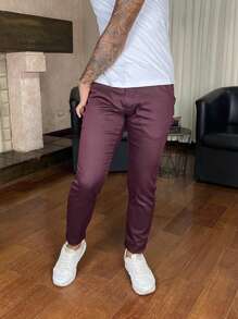 Men Pants - Burgundy - View 5