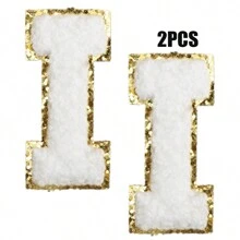 2pcs Ladies Golden Edge 4 Colors English Letters Hot Melt Glue Ironing Wool Embroidery Patches Decorate Bags And Clothes