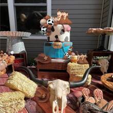 26 piezas Decoraciones para pastel de vaquero, decoraciones para el pastel en forma de sombrero y bota de vaquero, para fiesta con temática western, cumpleaños o Navidad - Marrón - Ver 6