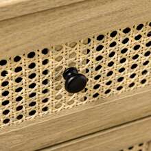 HOMCOM Chest Of Drawers, 4-Drawer Storage Organiser Unit With Rattan Element For Bedroom, Living Room, Wood Effect - Brown - View 10