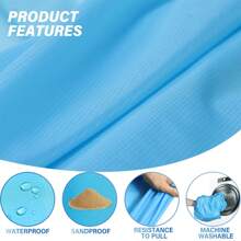 1pc Oversized Waterproof Beach Blanket For 4-7 Adults - Lightweight Quick Drying Sandproof Picnic Mat For Travel, Camping, Hiking - Enjoy Comfortable Outdoor Activities - Gray Blue - View 4