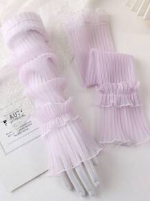 1 对女士褶皱网眼袖套，时尚、甜美、可爱，适合日常穿着、舞会情人节 - 袖套 - 查看 8