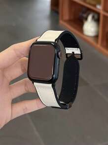 1条男女通用真皮硅胶磁吸表带，兼容 42mm、38mm、40mm、41mm、44mm、45mm、46mm、49mm，时尚智能手表替换表带，适用于Series Ultra2、Ultra SE2、SE 11、10、9、8、7、6、5、4、3、2、1，适合作为学生返校礼物