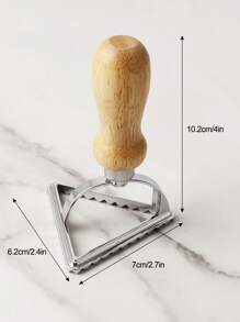 1pc Kitchen Baking Zinc Alloy Triangular Dumpling Mold With Plastic/Wooden Handle Option, And Triangular Pastry Cutter - Silver - View 2