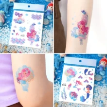 6 Sheets Glitter Mermaid Temporary Tattoo Stickers - Blue - View 4