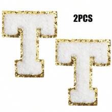 2pcs Ladies Golden Edge 4 Colors English Letters Hot Melt Glue Ironing Wool Embroidery Patches Decorate Bags And Clothes