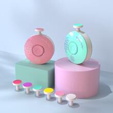 1pc AAA Battery Powered Baby Nail Clipper, Newborn Nail Trimmer Set With 6 Grinding Heads, Ergonomic Handheld Electric Manicure Kit, MQ-800, Suitable For Infants, Children And Adults - Sakura Powder - View 5